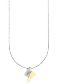 Kette mit Anh&auml;nger Bruno Banani "Schmuck Geschenk Silber 925 Halsschmuck Halskette Ankerkette", gold (silberfarben, gelbgoldfarben, kristallwei&szlig;), Halsketten, Damen, Silber 925 (Sterlingsilber), L: 45 B: 0,8mm, Kette mit Anh&auml;nger, mit Zirkonia (synth.), B:0,8mm