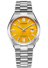Automatikuhr Citizen "TSUYOSA 60h", silber (silberfarben, gelb), Armbanduhren, Damen, Automatikuhr, Armbanduhr, Damenuhr, Herrenuhr, Edelstahlarmband, Saphirglas, Datum