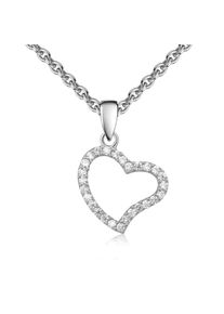 Kette mit Anh&auml;nger Firetti "Schmuck Geschenk Silber 925 Halsschmuck Ankerkette Herz", silberfarben, kristallwei&szlig;, Halsketten, Damen, Silber 925 (Sterlingsilber), L: 45 B: 1,1mm, Kette mit Anh&auml;nger, Made in Germany - mit Zirkonia (synth.), B:1,1mm