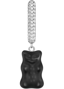 Single-Creole Thomas Sabo "Thomas Sabo x HARIBO Schmuck: Gro&szlig;e Einzel-Creole mit Goldb&auml;r", wei&szlig; (silberfarben, schwarz, kristallwei&szlig;, schwarz, kristallwei&szlig;), Ohrringe, Damen, Silber 925 (recycelt), Single-Creole, mit Kristallglas, Zirkonia (synth.)