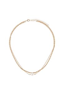 Edelstahlkette Lascana, Damen, Gr. Edelstahl, gold (goldfarben), Halsketten Edelstahlkette, in Layer Optik mit Perle, doppelte Kette