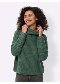 Strickpullover Heine "Pullover", Damen, Gr. 46, gr&uuml;n (moos), 72% Polyacryl, 18% Polyester, 10% Polyamid, unifarben, Pullover Strickpullover