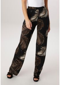 Schlupfhose Aniston SELECTED, Damen, Gr. 46, N-Gr, schwarz, beige, braun, oliv, bedruckt, Jersey, Obermaterial: 100% Viskose, bedruckt, gebl&uuml;mt, gemustert, figurumspielend kn&ouml;chellang, Hosen Schlupfhose, im trendigem Allover-Druck - NEUE KOLLEKTION