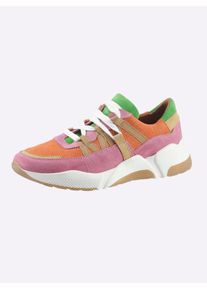 Sneaker Heine, Damen, Gr. 39, bunt (orange, bunt), Leder, Rindsleder, Schuhe Sneaker