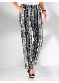 Schlupfhose Classic Basics, Damen, Gr. 46, Normalgr&ouml;&szlig;en, schwarz (schwarz ethno), 52% Polyester, 48% Viskose, gemustert, lang, Hosen Schlupfhose