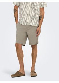 Only & Sons Chinoshorts ONLY & SONS "ONSMARK 0209 MELANGE SHORTS NOOS", Herren, Gr. S, N-Gr, fallen rock, Obermaterial: 64% Viskose, 31% Polyester, 5% Elasthan, unifarben, regular fit kniefrei, Hosen Chinoshorts