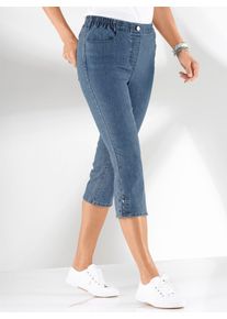 Caprijeans Classic Basics, Damen, Gr. 46, Normalgr&ouml;&szlig;en, blau (blau, bleached), 78% Baumwolle, 20% Polyester, 2% Elasthan, unifarben, 3/4-L&auml;nge, Jeans Caprijeans