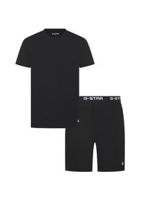 G-Star Raw Pyjama G-STAR "SLATE, T-SHIRT & SHORTS", Herren, Gr. L, schwarz, Jersey, Obermaterial: 95% Baumwolle, 5% Elasthan, unifarben, regular fit normal, Rundhals, abgesteppte Kante, Homewear-Sets Pyjama, Regular Fit in Baumwoll-Qualit&auml;t