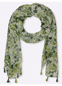 Modeschal Heine, Damen, khaki, Baumwollmischung, gemustert, Modet&uuml;cher Modeschal