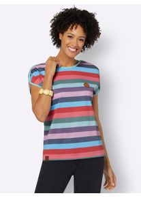 T-Shirt Casual Looks "Shirt", Damen, Gr. 42, bunt (mint, ros&eacute;, geringelt), 100% Baumwolle, gemustert, gestreift, mehrfarbig, Rundhals, Shirts T-Shirt