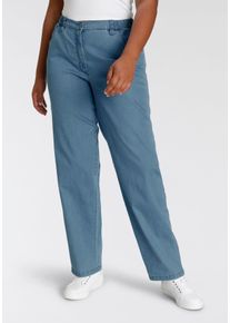Straight-Jeans KjBRAND "Babsie", Damen, Gr. 42, N-Gr, blau (denim bleach), Denim/Jeans, Obermaterial: 78% Baumwolle, 18% Polyester, 4% Elasthan, unifarben, straight fit lang, Jeans Straight-Jeans, mit Stretch