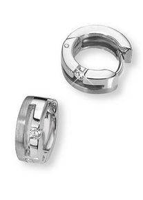 Paar Creolen Amor "9757923", silber (silberfarben, kristallwei&szlig;), Ohrringe, Damen, Silber 925 (Sterlingsilber), Paar Creolen, mit Zirkonia (synth.)