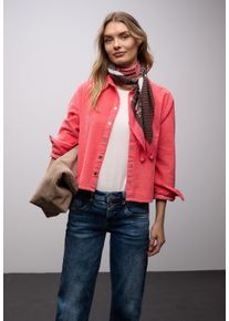 Langarmbluse Street One, Damen, Gr. 44, striking coral, Web, Obermaterial: 100% Baumwolle, unifarben, l&auml;ssig geschnitten h&uuml;ftlang, Rundhals, 1-Knopf-Manschette, Blusen Langarmbluse, in Cord-Qualit&auml;t