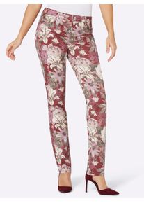 CR&Eacute;ATION L Bequeme Jeans CREATION L, Damen, Gr. 46, Normalgr&ouml;&szlig;en, rot (dunkelrot, bedruckt), 55% Lyocell, 43% Baumwolle, 2% Elasthan, gebl&uuml;mt, gemustert, lang, Jeans Bequeme Jeans