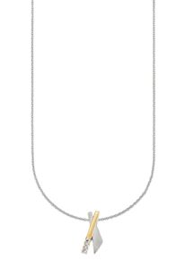 Kette mit Anh&auml;nger Bruno Banani "Schmuck Geschenk Silber 925 Halsschmuck Halskette Ankerkette Kreuz", gold (silberfarben, gelbgoldfarben, kristallwei&szlig;), Halsketten, Damen, Silber 925 (Sterlingsilber), L: 45 B: 0,8mm, Kette mit Anh&auml;nger, mit Zirkonia (synth.), B:0,8mm