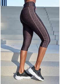 active by Lascana Sporthose LASCANA ACTIVE, Damen, Gr. L (44/46), N-Gr, braun, Trikot, Obermaterial: 85% Polyester, 15% Elasthan, figurbetont kniebedeckend, Hosen Sporthose, in Leo-Optik mit breitem B&uuml;ndchen, Topseller