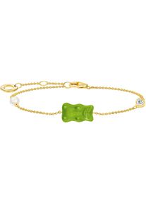 Armband Thomas Sabo "Thomas Sabo x HARIBO Schmuck: Armband mit Goldb&auml;r" Gr. 19, gr&uuml;n (gelbgoldfarben, gr&uuml;n, kristallwei&szlig;, wei&szlig;, gr&uuml;n, kristallwei&szlig;), Armb&auml;nder, Damen, 19, Perlen Silber 925 (recycelt), Perlen, Silber 925 (recycelt), Armband, mit Kristallglas, Zirkonia (synth.) - mit S&uuml;&szlig;wasserzuchtperle