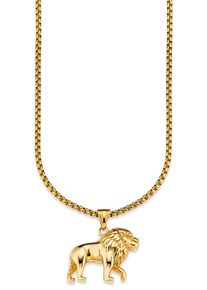 Kette mit Anh&auml;nger Bruno Banani "Schmuck Geschenk Halskette L&ouml;we Venezianerkette", gold (gelbgoldfarben), Halsketten, Herren, Edelstahl, L: 55 B: 3mm, Kette mit Anh&auml;nger, B:3mm