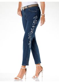 5-Pocket-Jeans Lady, Damen, Gr. 46, Normalgr&ouml;&szlig;en, blau, stone, washed, 95% Baumwolle, 3% Polyester, 2% Elasthan, gebl&uuml;mt, gemustert, lang, Jeans 5-Pocket-Jeans