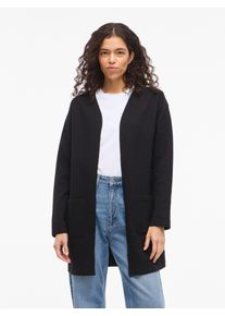 Longblazer Vila "VIGARDEN L/S LONG CARDIGAN - NOOS", Damen, Gr. S, schwarz beauty, Web, Obermaterial: 70% Baumwolle, 25% Polyester, 5% Elasthan, unifarben, regular fit normal, Blazer Longblazer