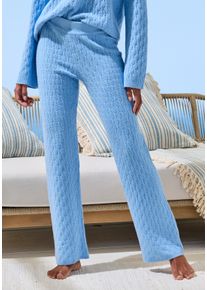 Strickhose French Connection, Damen, Gr. 44/46, N-Gr, blau, Strick, Obermaterial: 33% Nylon, 32% Polyacryl, 30% Baumwolle, 5% Elasthan, Zopfmuster, bequem lang, Hosen Strickhose, aus hochwertigem Strick, Loungewear