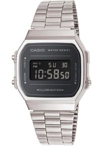 Chronograph CASIO VINTAGE, silber (silberfarben, schwarz), Armbanduhren, Damen, Chronograph, Quarzuhr, Armbanduhr, Damenuhr,Herrenuhr, Digitaluhr, Edelstahlarmband