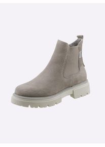 Stiefelette Heine, Damen, Gr. 41, grau, Leder, Veloursleder, Schuhe Stiefelette