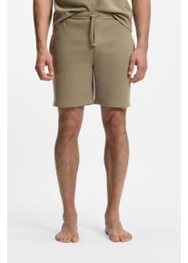 Pyjamashorts BOSS "Waffle Shorts", Damen, Gr. XL, N-Gr, open braun 245, Jersey, Obermaterial: 60% Baumwolle, 40% Polyester, lang, Hosen Pyjamashorts