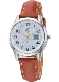 Funkuhr ETT "Gobi Lady", braun (cognacfarben), Armbanduhren, Damen, Funkuhr, Armbanduhr, Damenuhr, Solar, Datum, Lederarmband