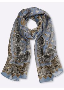 Modeschal Heine, Damen, jeansblau, Polyester, gemustert, Modet&uuml;cher Modeschal