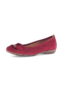 Ballerina Gabor, Damen, Gr. 38, rot (bordeaux), Ziegenveloursleder, unifarben, Schuhe Ballerina, Businessschuh, Schlupfschuh mit Hovercraft-Luftkammern