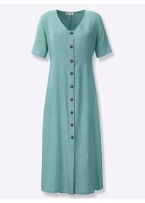 Sommerkleid Casual Looks "Kleid", Damen, Gr. 44, Normalgr&ouml;&szlig;en, gr&uuml;n (salbei), Web, 55% Leinen, 45% Viskose, unifarben, lang, V-Ausschnitt, Kleider Sommerkleid