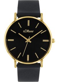 Quarzuhr s.Oliver, schwarz, Armbanduhren, Damen, Quarzuhr, Armbanduhr, Damenuhr, analog, Silikonarmband