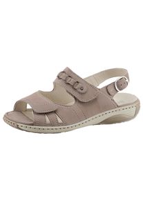 Waldl&auml;ufer Riemchensandale WALDL&Auml;UFER "GARDA", Damen, Gr. 8,5 (42,5), beige (sand), Nubukleder, Schuhe Riemchensandale, Sommerschuh, Sandalette, Keilabsatz, mit Druckknopf, G-Weite