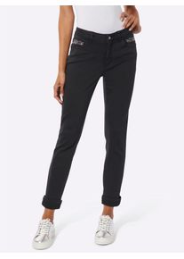 CR&Eacute;ATION L Bequeme Jeans CREATION L, Damen, Gr. 46, Normalgr&ouml;&szlig;en, schwarz denim, 51% Baumwolle, 23% Polyester, 14% Lyocell, 10% Viskose, 2% Elasthan, Netzware:15% Elasthan, 85% Polyamid, unifarben, Jeans Bequeme Jeans