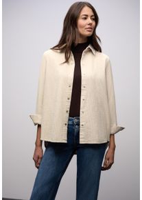 Langarmbluse Street One, Damen, Gr. 42, cotton beige, Cord, Obermaterial: 100% Baumwolle, unifarben, bequem h&uuml;ftbedeckend, Rundhals, 1-Knopf-Manschette, Blusen Langarmbluse, Cord-Qualit&auml;t mit Druckkn&ouml;pfen