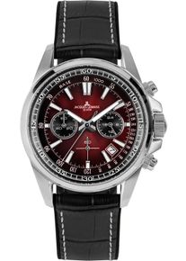 Chronograph Jacques Lemans "Liverpool", rot (schwarz, weinrot), Armbanduhren, Herren, Chronograph, Quarzuhr, Armbanduhr, Herrenuhr, Lederarmband, analog, Tag