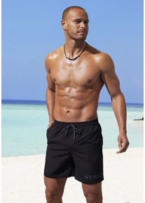 Badeshorts Venice Beach, Herren, Gr. S, N-Gr, schwarz, Microfaser, Recycling-Polyester, unifarben, Badehosen Badeshorts, seitliche Eingrifftasche mit Rei&szlig;verschluss, Topseller