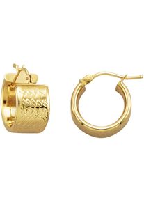 Paar Creolen Firetti "Schmuck Geschenk Gold 375 Ohrschmuck Ohrringe Struktur", gold (gelbgoldfarben), Ohrringe, Damen, 14mm, Gelbgold 375, Paar Creolen