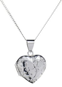 Kette mit Anh&auml;nger Firetti "Schmuck Geschenk Silber 925 Halsschmuck Halskette Panzerkette Herz", silber (silberfarben), Halsketten, Damen, Silber 925 (Sterlingsilber), L: 42, Kette mit Anh&auml;nger, Herz Elfe, R&uuml;ckseite: believe