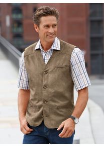 Lederimitatweste Marco Donati, Herren, Gr. 62, grau (taupe), 100% Polyester, unifarben, Westen Lederimitatweste