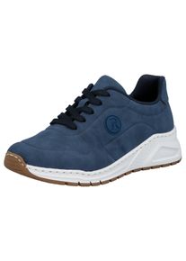 Sneaker Rieker, Damen, Gr. 37, blau (jeansblau), Nubuklederimitat, unifarben, Schuhe Sneaker, mit MemoSoft-Innensohle, Freizeitschuh, Halbschuh, Schn&uuml;rschuh, Topseller