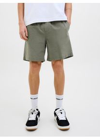 Jack & Jones Shorts JACK & JONES "JPSTJAIDEN JJSUMMER JOGGER SHORT SN", Herren, Gr. S, N-Gr, agave gr&uuml;n detail:solid, Twill, Obermaterial: 74% Baumwolle, 26% Leinen, unifarben, Basic, relaxed fit kniefrei, Hosen Shorts, mit elastischem Bund