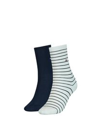 Socken Tommy Hilfiger "TH WOMEN SOCK 2P SMALL STRIPE", Damen, Gr. 35-38, wei&szlig; (sanftes wei&szlig;), Baumwollmischung, gestreift, uni, normal, Socken Socken, mit schmalem Rippenb&uuml;ndchen, meliert, gestreift