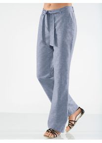 Palazzohose Casual Looks, Damen, Gr. 46, Normalgr&ouml;&szlig;en, blau, 55% Leinen, 45% Baumwolle, unifarben, lang, Hosen Palazzohose