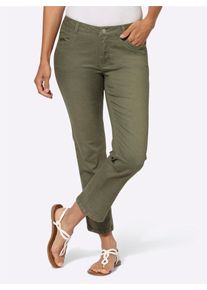5-Pocket-Jeans Casual Looks, Damen, Gr. 46, Normalgr&ouml;&szlig;en, gr&uuml;n (khaki), 72% Baumwolle, 25% Polyester, 3% Elasthan, unifarben, 7/8-L&auml;nge, Jeans 5-Pocket-Jeans