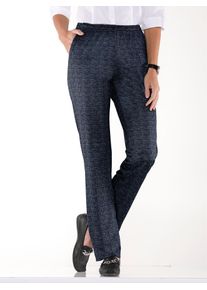 Schlupfhose Classic Basics, Damen, Gr. 46, Normalgr&ouml;&szlig;en, blau (rauchblau, gemustert), 100% Polyester, gemustert, lang, Hosen Schlupfhose