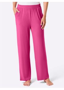 Jerseyhose feel good, Damen, Gr. 44/46, Normalgr&ouml;&szlig;en, schwarz, fuchsia, 95% Viskose, 5% Elasthan, unifarben, Hosen Jerseyhose