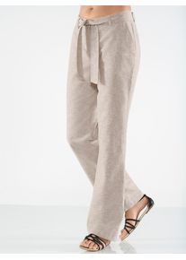 Palazzohose Casual Looks, Damen, Gr. 46, Normalgr&ouml;&szlig;en, beige, 55% Leinen, 45% Baumwolle, unifarben, lang, Hosen Palazzohose