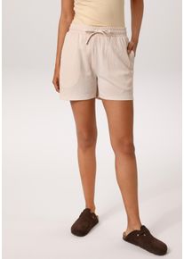 Shorts Aniston CASUAL, Damen, Gr. 46, N-Gr, beige (hellbeige), Web, Obermaterial: 98% Polyester, 2% Elasthan, Strukturmuster, unifarben, figurumspielend kurz, Hosen Shorts, aus strukturierter, elastischer Stoff-Qualit&auml;t - NEUE KOLLEKTION